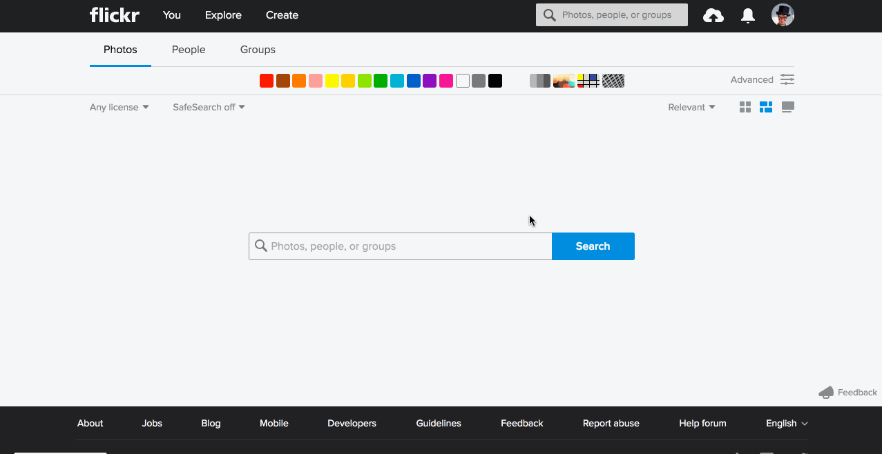 Flickr search options